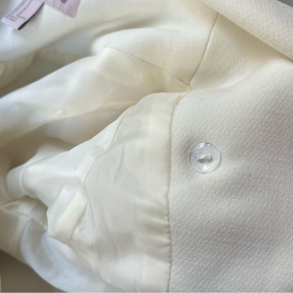 Cream Shawl Collar Blazer Jacket Belted Women M Minimalist Chic - Picture 9 of 9